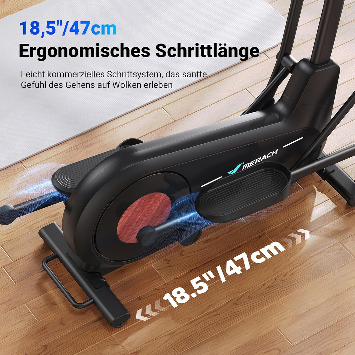 MERACH Heimtrainer Crosstrainer: Leise, Magnetisch, App, 8 Stufen, 160KG Kapazitätl