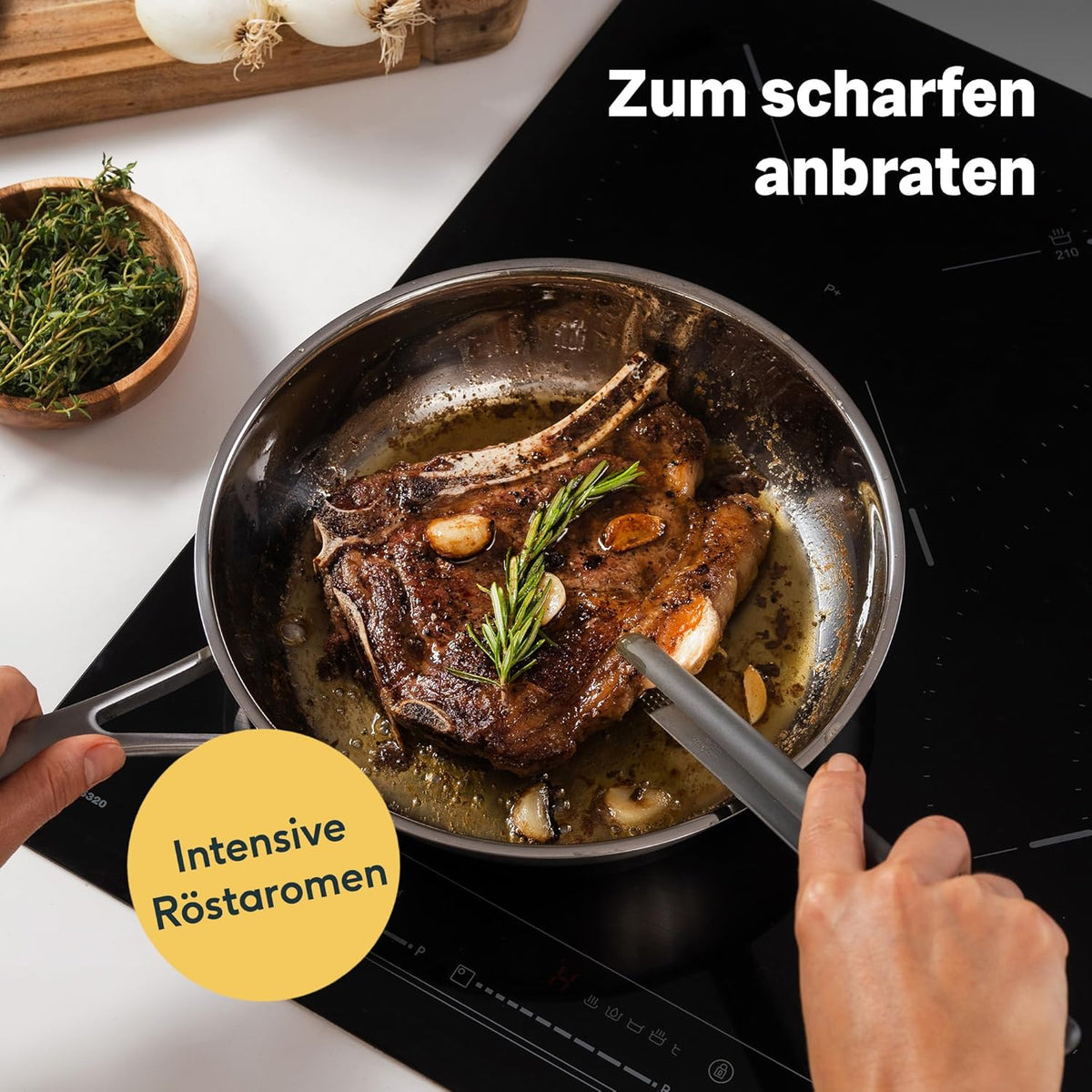 SILBERTHAL Profi Edelstahlpfannen Set 6-teilig 28cm – Induktion, Antihaft & Purd