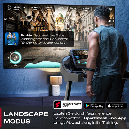 Sportstech F37s: Klappbares Laufband, 7 PS, 20 km/h, Steigung & Appl