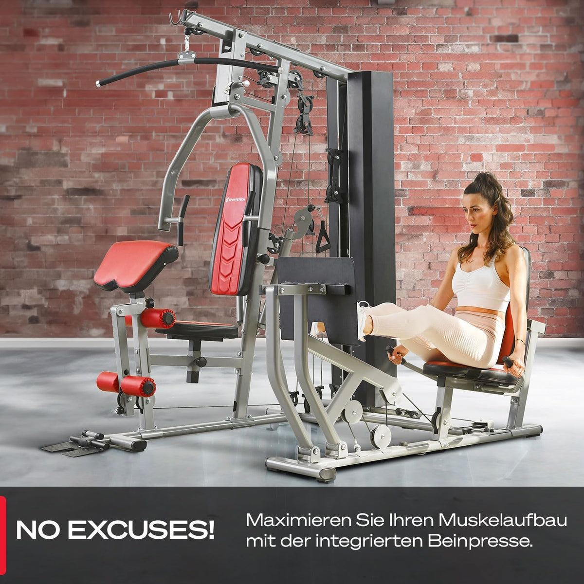 Sportstech HGX300: Multifunktions-Kraftstation mit Beinpresse, Stepper & Powertowerl