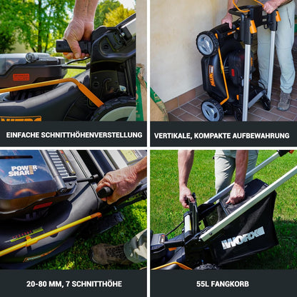 WORX WG749E Akku-Rasenmäher 40V, 46 cm, Radantrieb & Akku-Setf