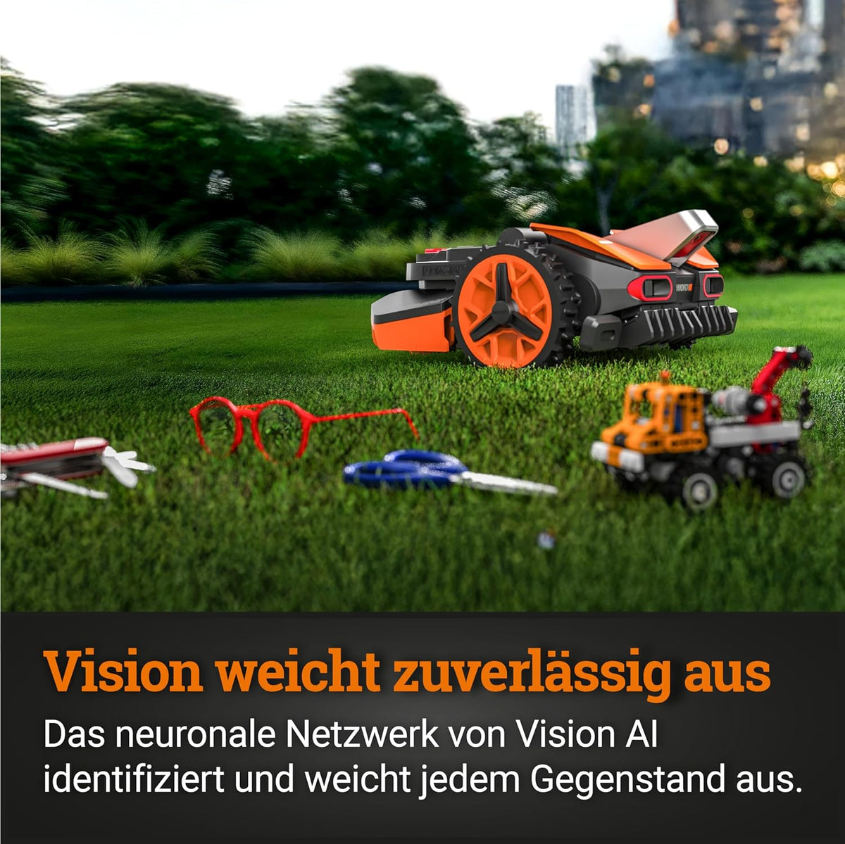 WORX Vision M800 Mähroboter 800 m² ohne Kabel, KI & Igelschutzf