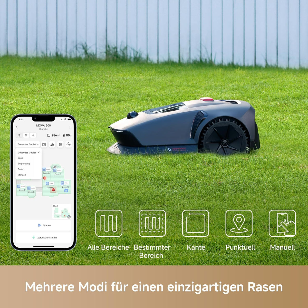 MOVA 600 Mähroboter 600 m², 3D-LiDAR & App-Steuerungf