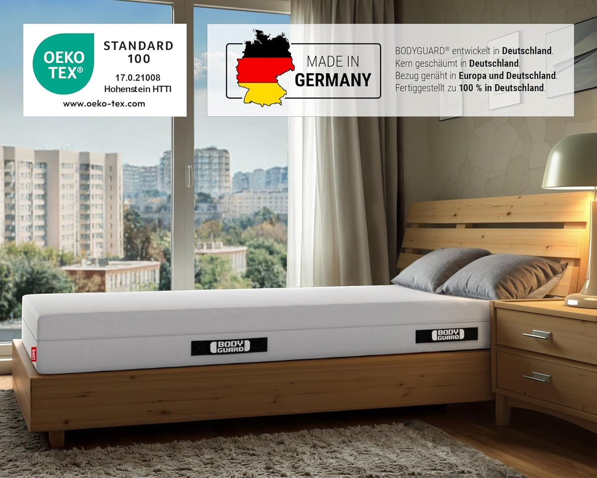 Bodyguard bett1 Anti-Kartell-Matratze: Ergonomischer QXSchaum, 2in1 Härte, Oeko-Tex, Waschbarer Bezug – Bester Schlaf!d