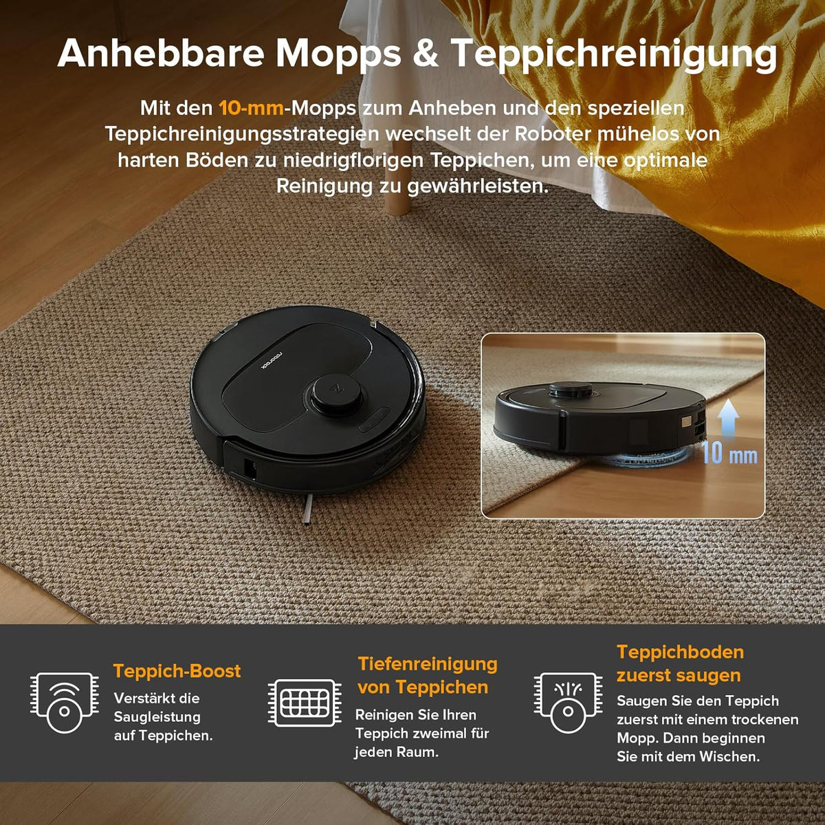 roborock Qrevo Saugroboter: 8000Pa Saugkraft, Hebemopp, All-in-One Dockd