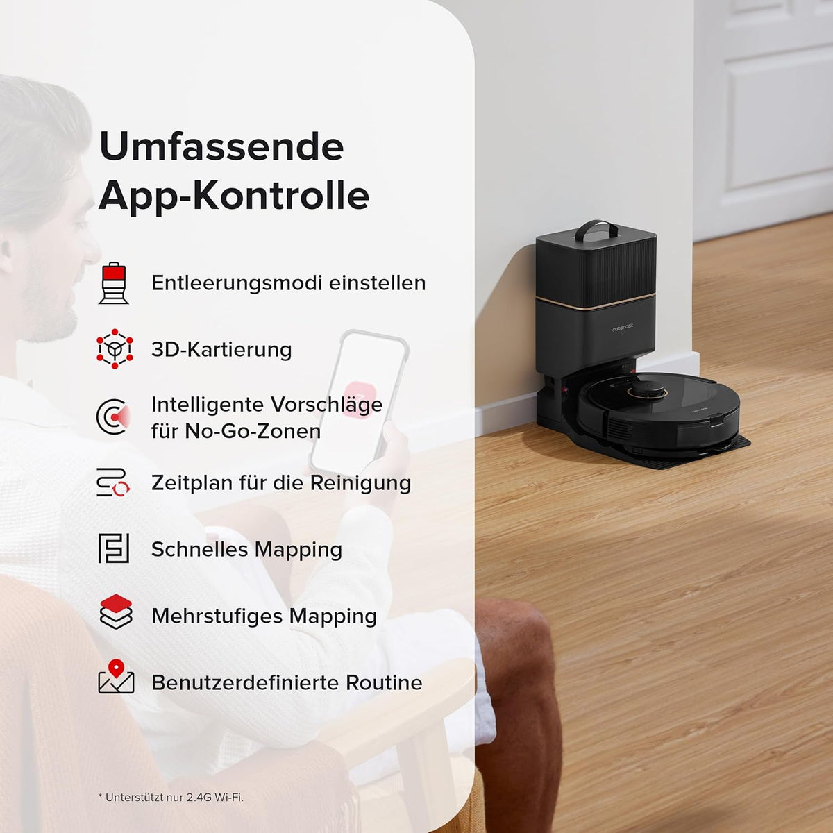 Roborock Q8 Max+, 5500Pa, DuoRoller, 2.5L Staubbeutel, 350ml Wassertank, LiDAR Navigationf
