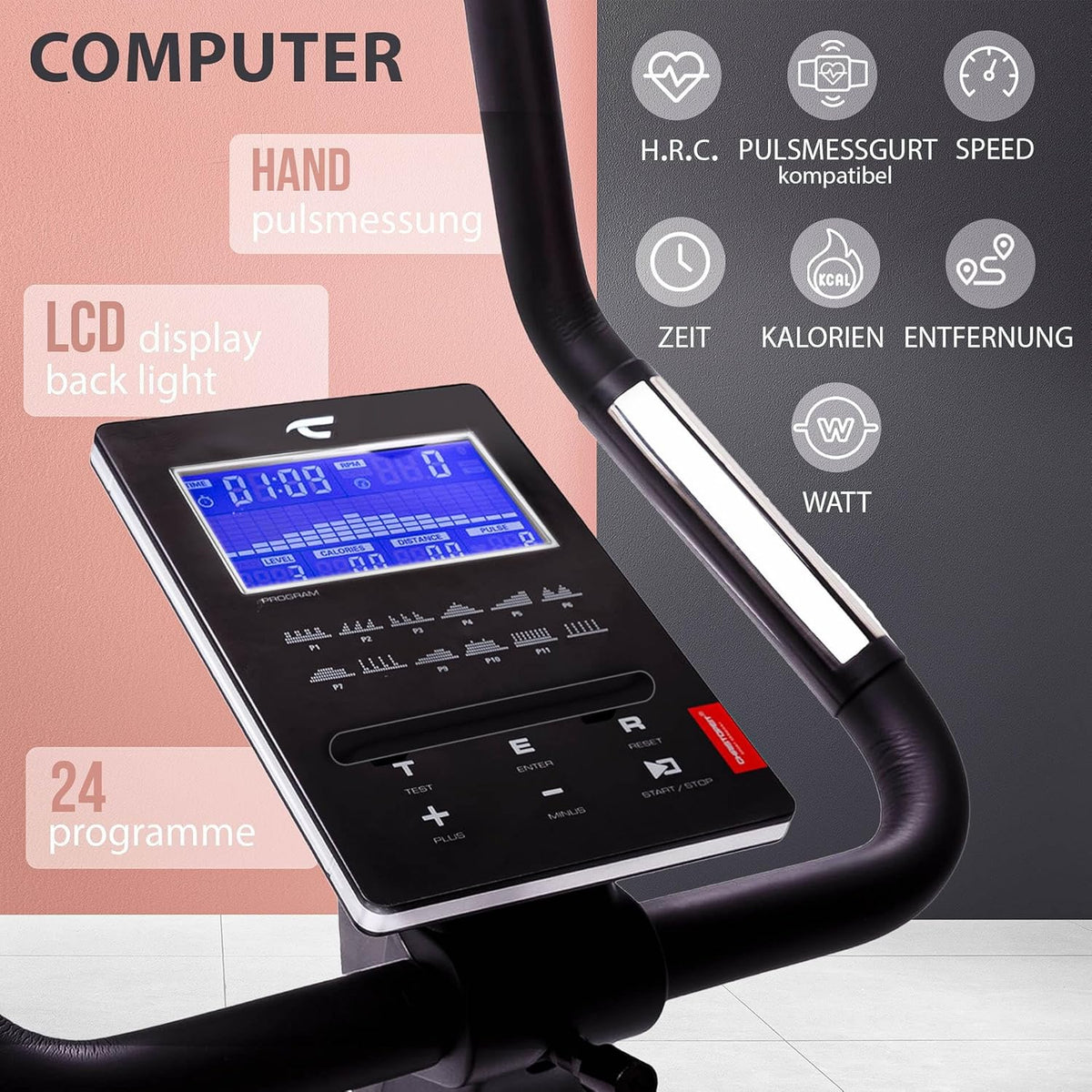 Christopeit ET 6: Ergometer mit 24 Stufen, 12 kg Bremssystem, 150 kg Traglastl