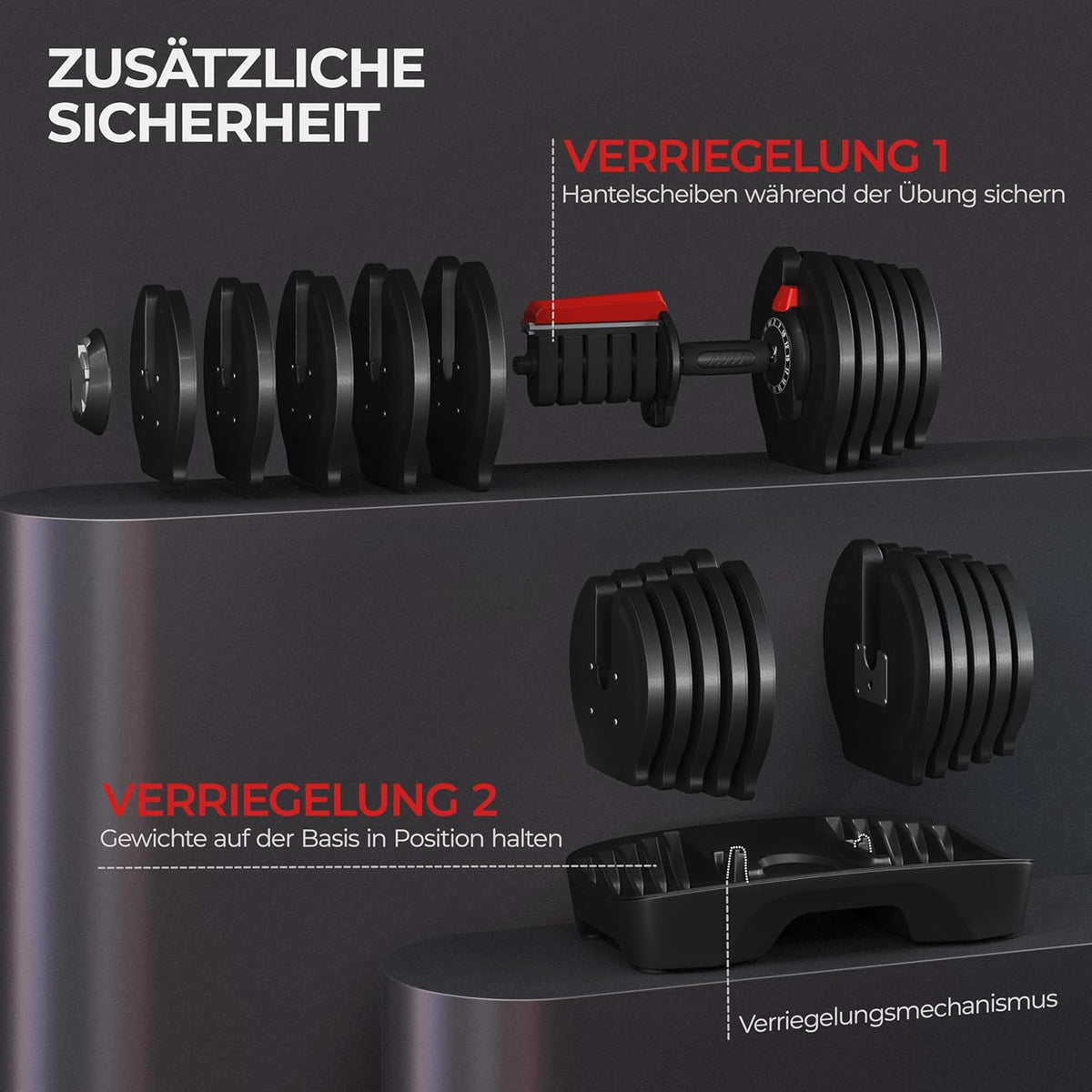 Yaheetech Verstellbare Hantel: 12/16‑in‑1 Schnellverstellung fürs Home‑Gyml