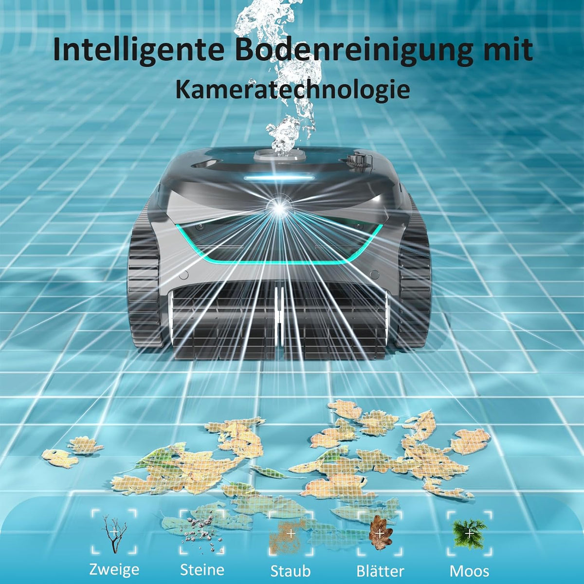 WYBOT C2 Vision AI Kabelloser Poolroboter, Akku, Boden & Wand, Zweischicht-Filter, starke Absaugung, bis 180㎡f