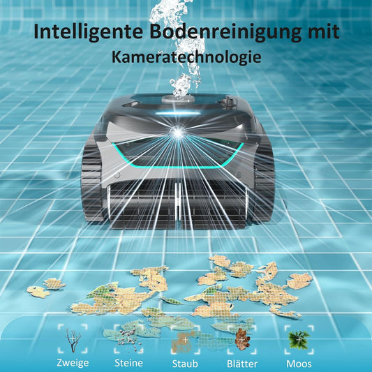 WYBOT C2 Vision AI Kabelloser Poolroboter, Akku, Boden & Wand, Zweischicht-Filter, starke Absaugung, bis 180㎡f
