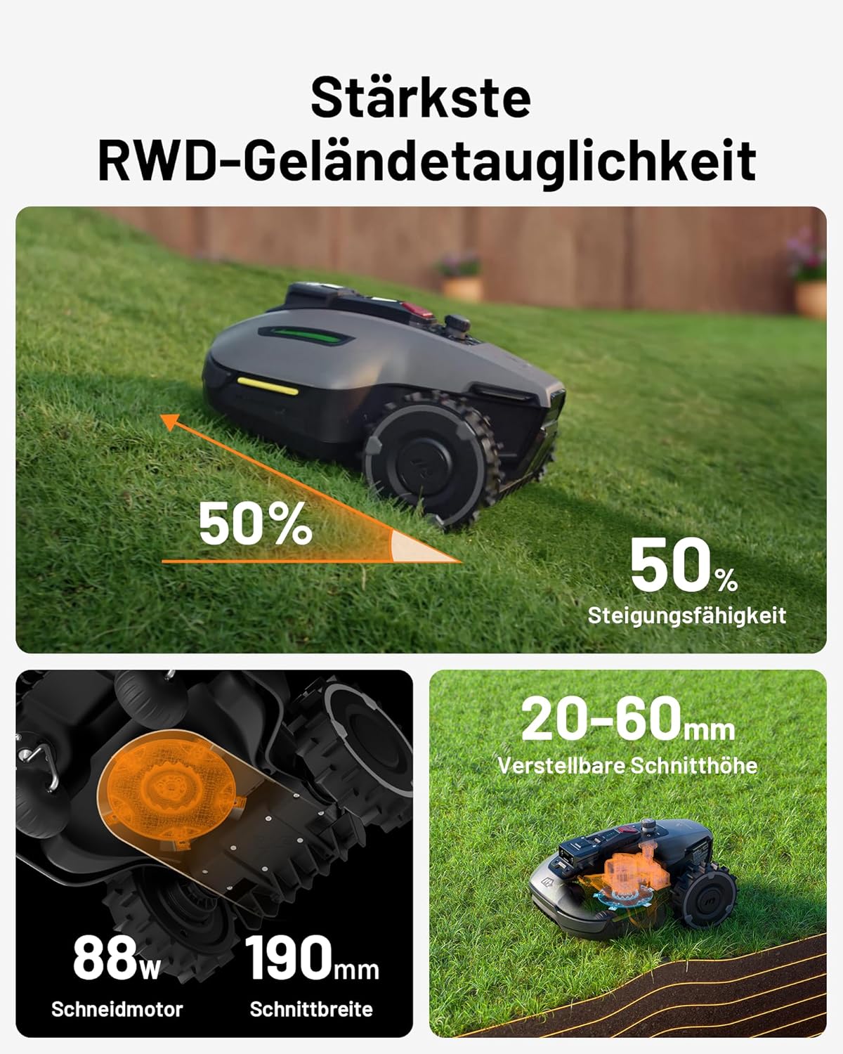 MAMMOTION YUKA und YUKA mini Serie Mähroboter (YUKA mini 700+Garage)f