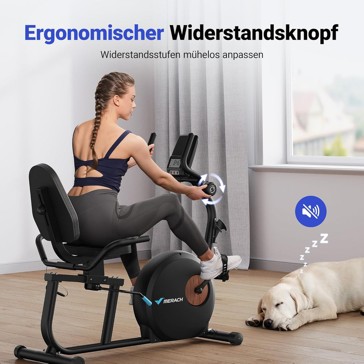 MERACH Liegeergometer: Heimtrainer mit Bluetooth und verstellbarer Rückenlehnel