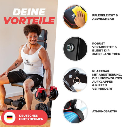 SPORTSCHMIEDE: Verstellbare, klappbare Schrägbank fürs Heimtrainingl