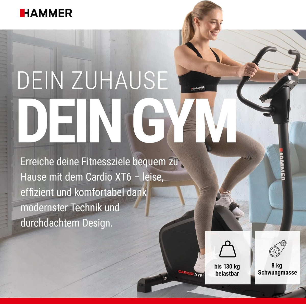 Hammer Cardio XT6/XT7 Ergometer Heimtrainer Fahrrad mit Bluetooth & Appl