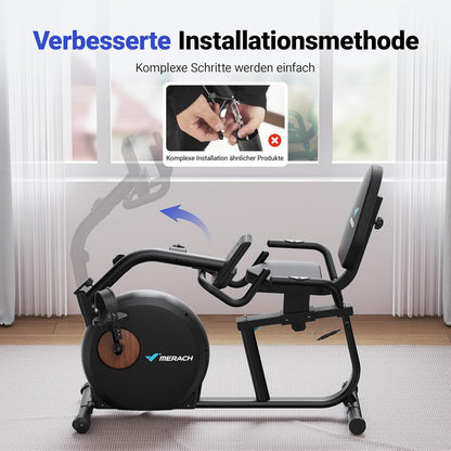 MERACH Liegeergometer: Heimtrainer mit Bluetooth und verstellbarer Rückenlehnel