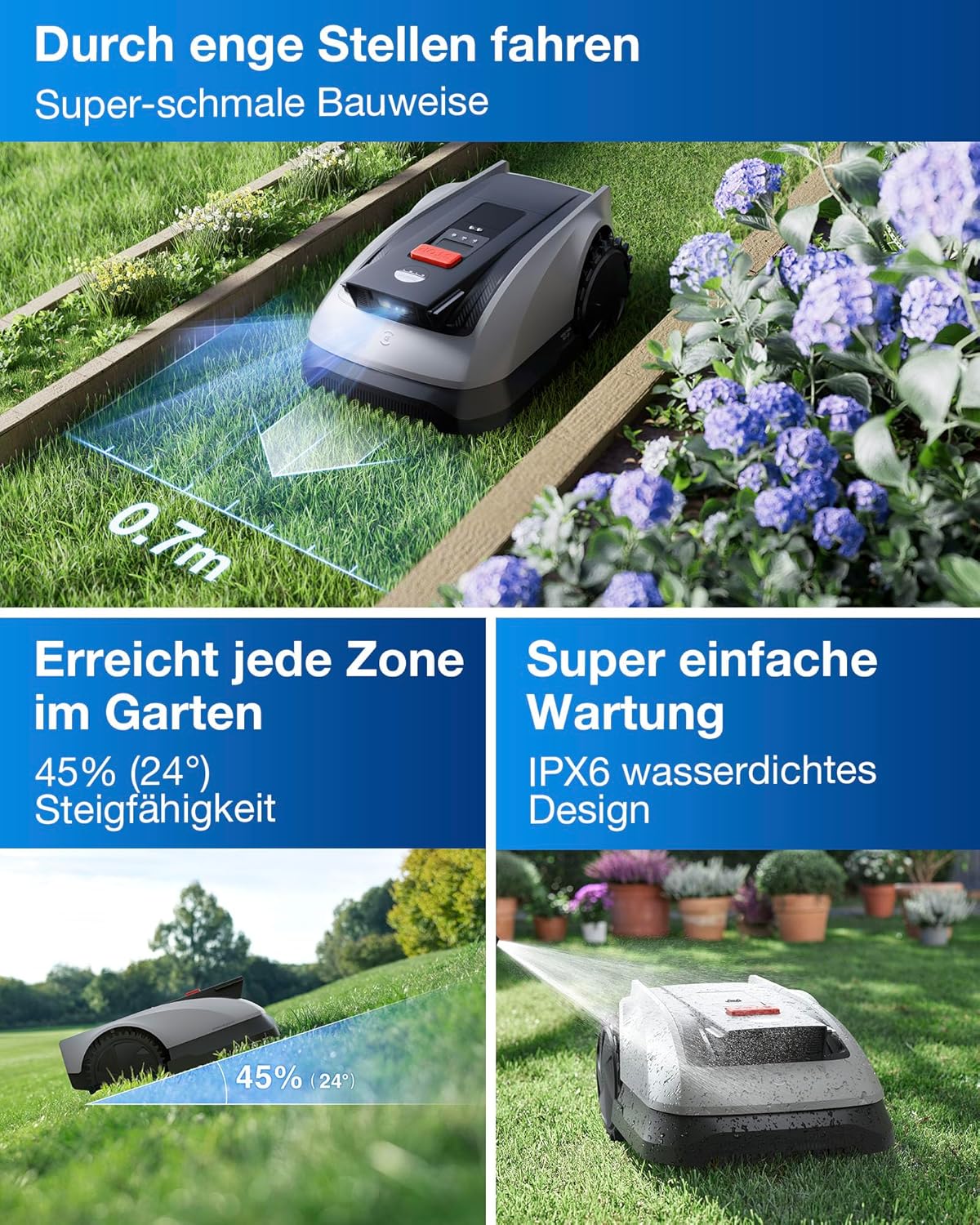 ECOVACS Goat O1200 Mähroboter 1200 m², RTK+Vision, ohne Kabelf