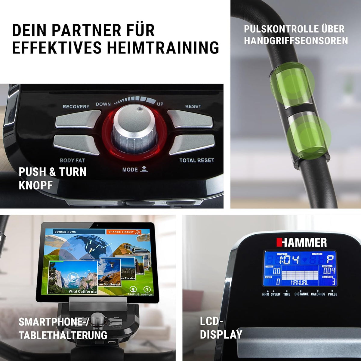 Hammer Cardio XT6/XT7 Ergometer Heimtrainer Fahrrad mit Bluetooth & Appl