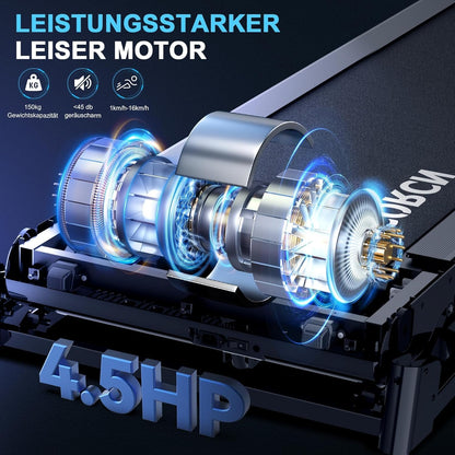 Decorcn Laufband: 4,5 PS, klappbar, 16 km/h, Steigung, LCD & Bluetoothl