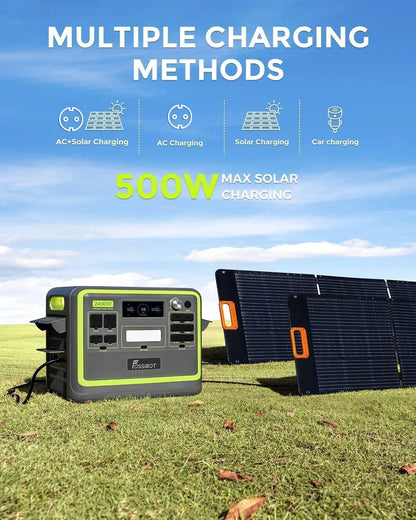 FOSSIBOT F2400 Powerstation 2400W (4800W Peak) mit 200W Solarpanelf