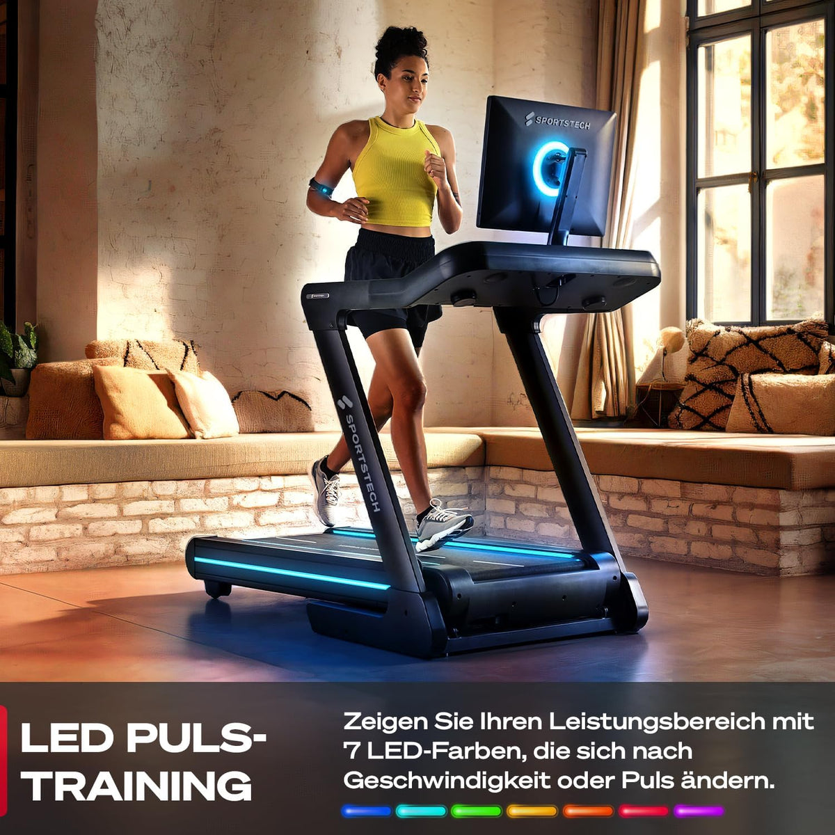 Sportstech sTread Pro: Klappbares Laufband, 20 km/h, 15% Steigung, mit Appl