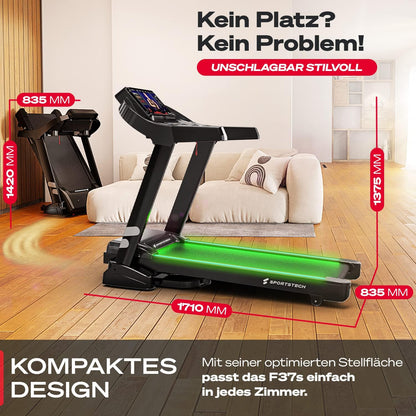 Sportstech F37s: Klappbares Laufband, 7 PS, 20 km/h, Steigung & Appl