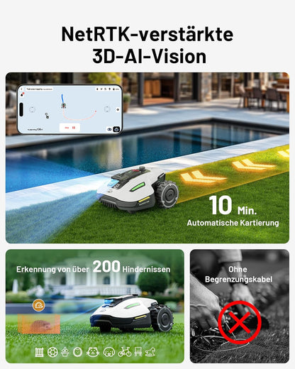MAMMOTION YUKA Mini 500 Robotic Lawnmower, No Boundary Cable, 4G, Auto Mapping, 500m², 50% Inclinef
