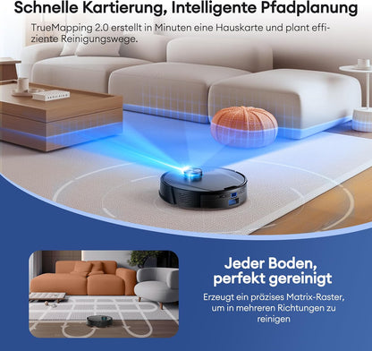 Ultenic T20 Pro Saugroboter mit Wischfunktion, 8000 Pa, AI-Navigation, Selbstreinigung, Tierhaared