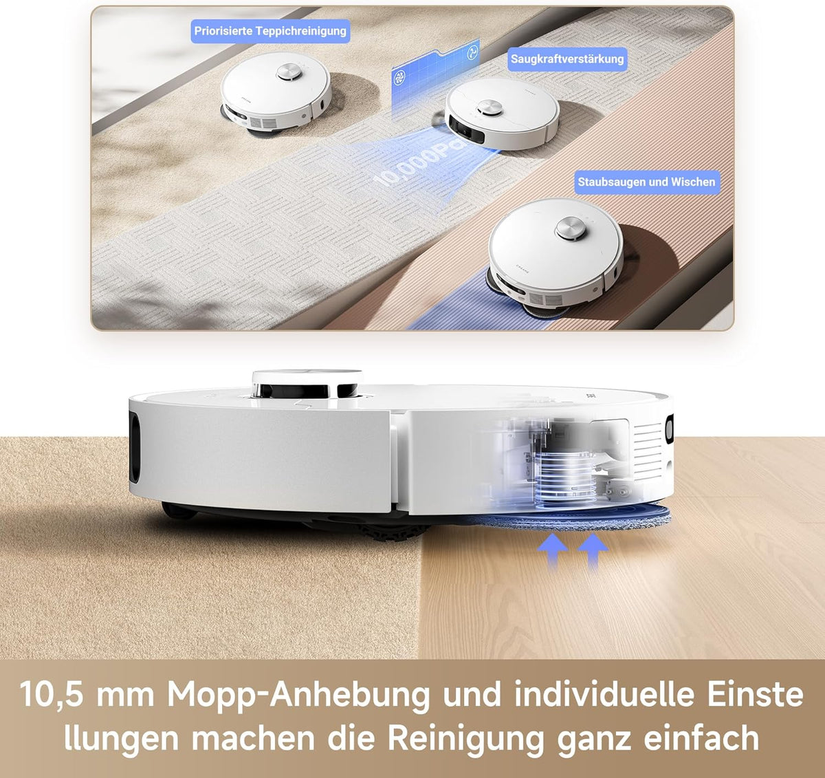 dreame L10s Ultra Gen 2 Saugroboter, MopExtend, 10.000Pa Vormax, Tierfreundlich, Vollautomatischd