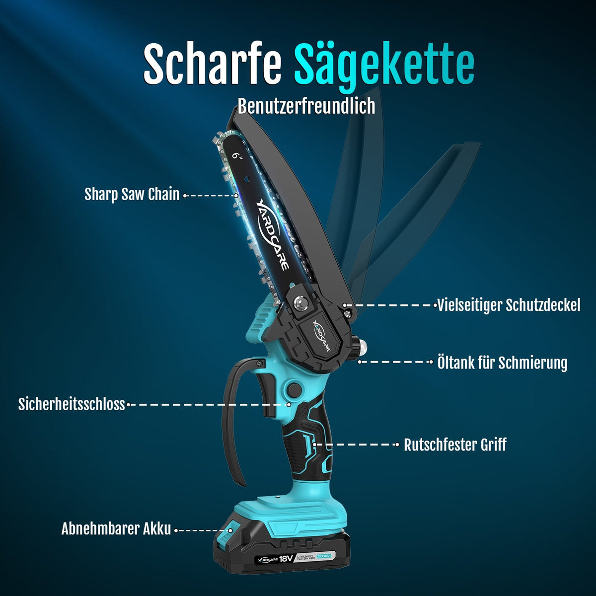 YARDCARE 6" bürstenlose Akku-Kettensägef