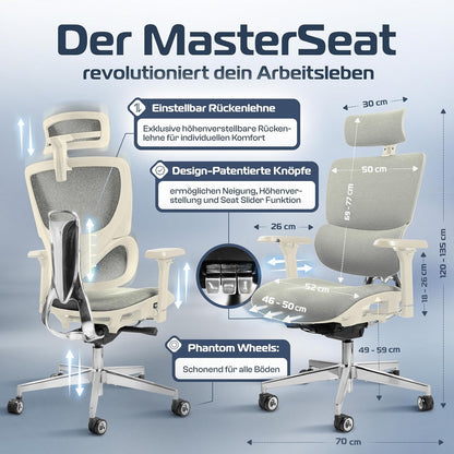 CLOUVOU MasterSeat Ergonomischer Bürostuhl: Testsieger, Individuell Anpassbar, Home Office & Gaming Stuhld