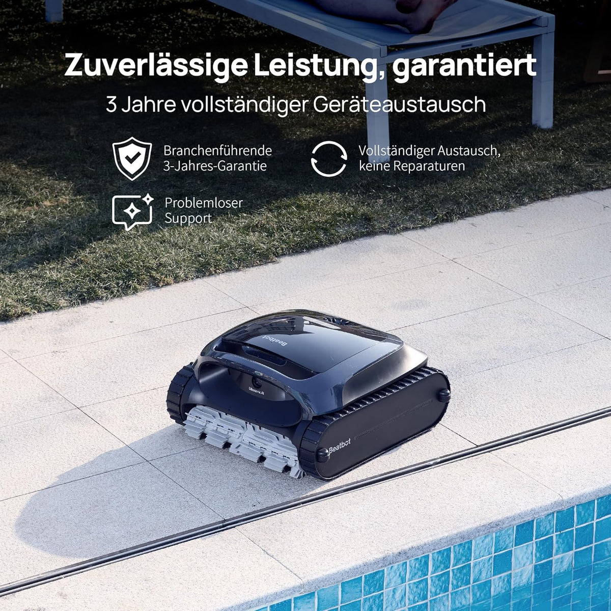 Beatbot AquaSense 2 Akku Poolroboter, Boden & Wand, Wasserlinie doppelt, bis 300㎡, Midnight Bluef