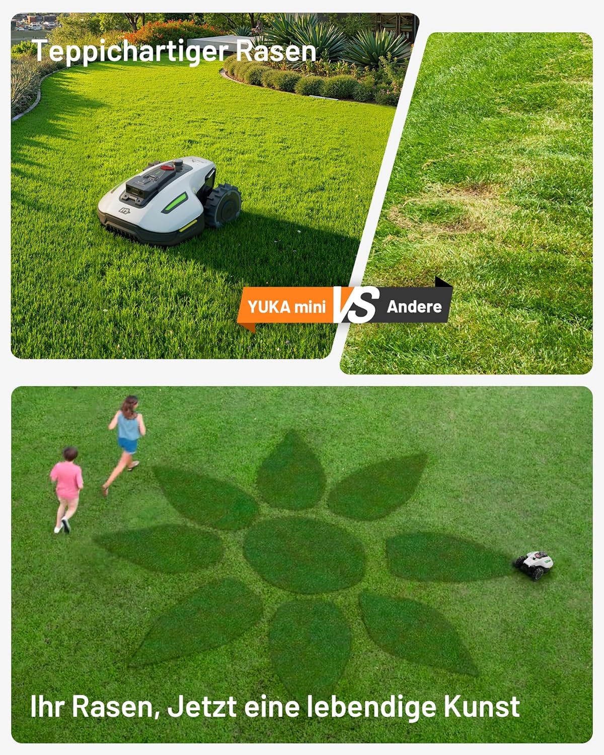 MAMMOTION YUKA Mini 500 Robotic Lawnmower, No Boundary Cable, 4G, Auto Mapping, 500m², 50% Inclinef