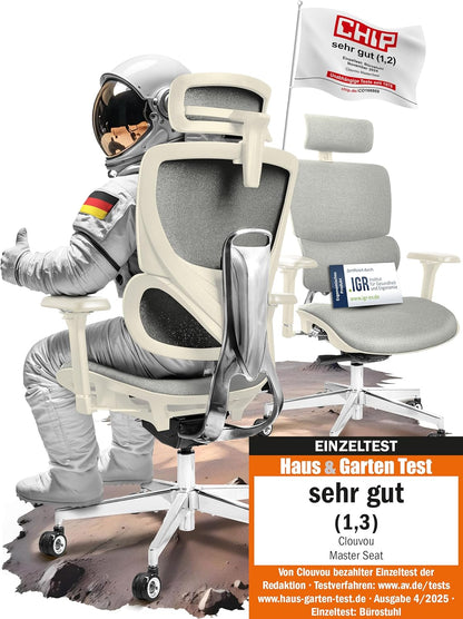 CLOUVOU MasterSeat Ergonomischer Bürostuhl: Testsieger, Individuell Anpassbar, Home Office & Gaming Stuhld