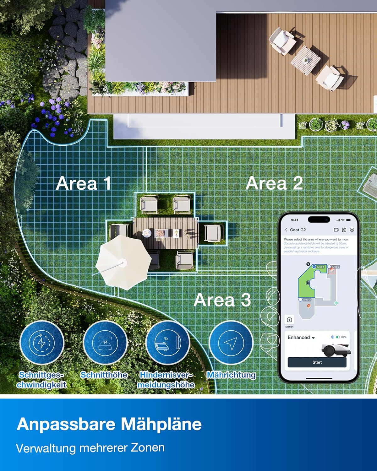 ECOVACS Goat O500 Mähroboter 500 m², LiDAR & ohne Kabelf