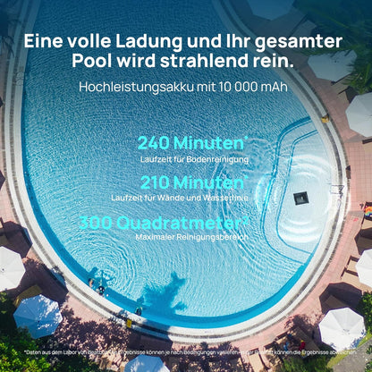 Beatbot AquaSense 2 Akku Poolroboter, Boden & Wand, Wasserlinie doppelt, bis 300㎡, Midnight Bluef