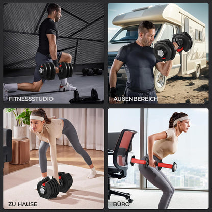 Yaheetech Verstellbare Hantel: 12/16‑in‑1 Schnellverstellung fürs Home‑Gyml