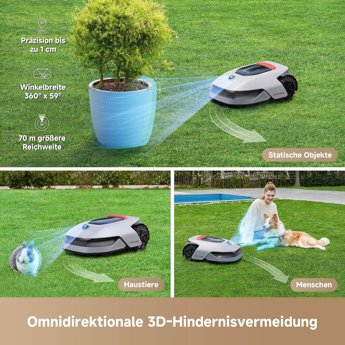 Dreame A1 Pro Mähroboter, 2000m², Drahtlos, OmniSense™, App & Zonensteuerung, Hindernisvermeidungf