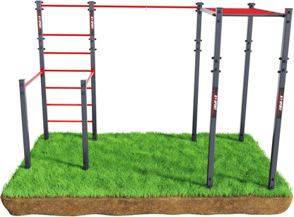 K-Sport Calisthenics Turnstange: Wetterfeste Garten-Kraftstation mit Hangelleiterl