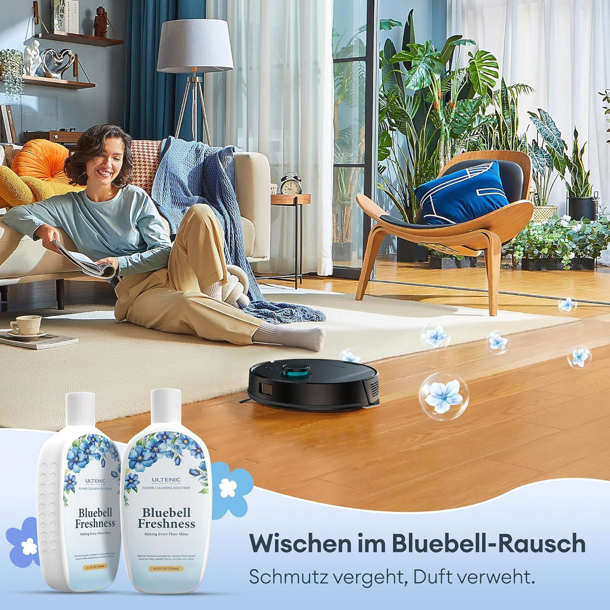 Ultenic T20 Pro Saugroboter mit Wischfunktion, 8000 Pa, AI-Navigation, Selbstreinigung, Tierhaared