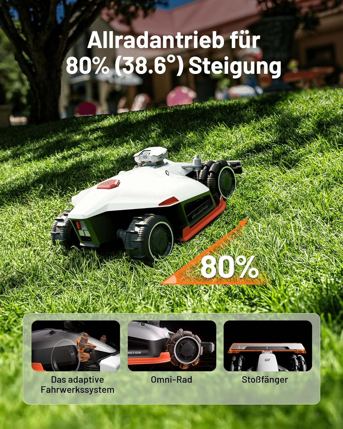 MAMMOTION LUBA 2 AWD 5000X Mähroboter 5000 m², NetRTK+Vision, ohne Kabel, 80 % Steigungf
