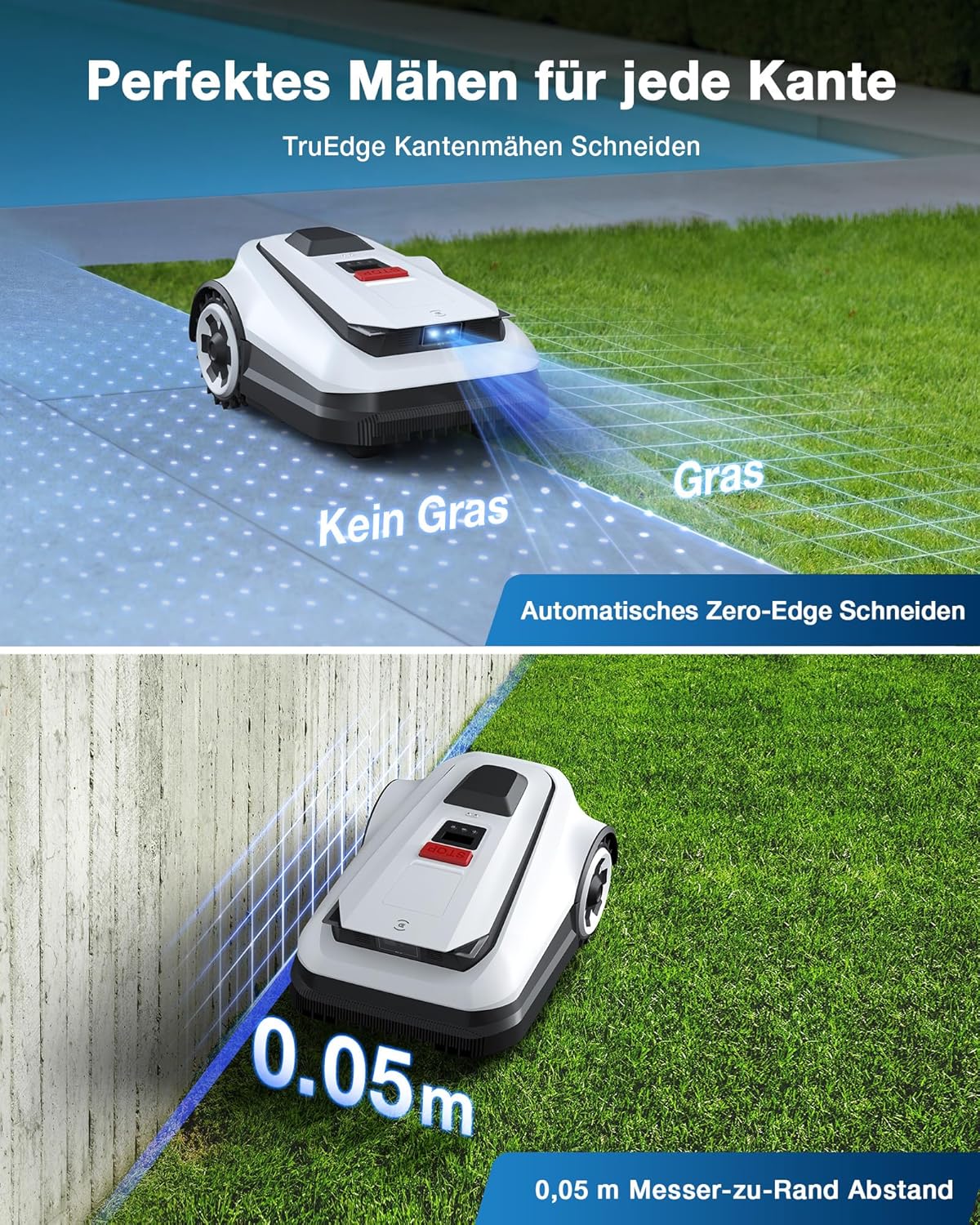ECOVACS Goat A1600 RTK Mähroboter, 1600m², 330mm Schnitt, LiDAR RTK+Vision, 50% Steigung, Ohne Kabelf