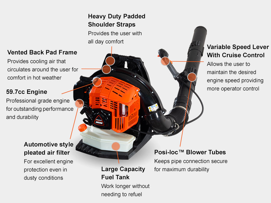 ECHO PB‑5810T – Backpack Blower | 58.2cc 2‑Stroke Engine