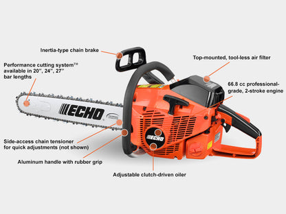 Echo 66.8CC CHAINSAW W/24" B&C CS-680-24