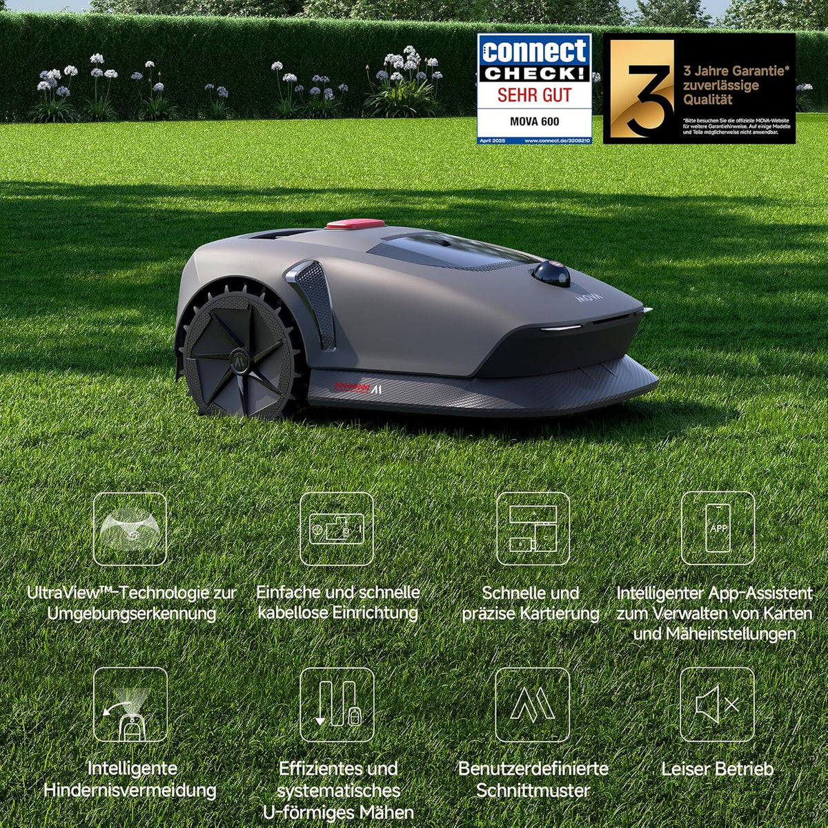 MOVA 600 Mähroboter 600 m², 3D-LiDAR & App-Steuerungf