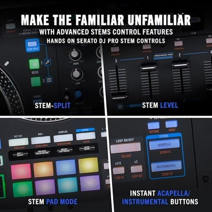Rane PERFORMER 4-Channel Motorized DJ Controller, 7″ Platters with Displays, Precision Feel Faders, Stem Split, Advanced FX, Serato DJ Pro Included