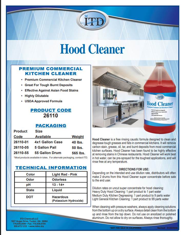 Hood Cleaner – Heavy Duty Kitchen Degreaser 1 Gallon