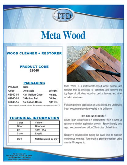 Meta Wood Wood Cleaner + Restorer 5 Gallon