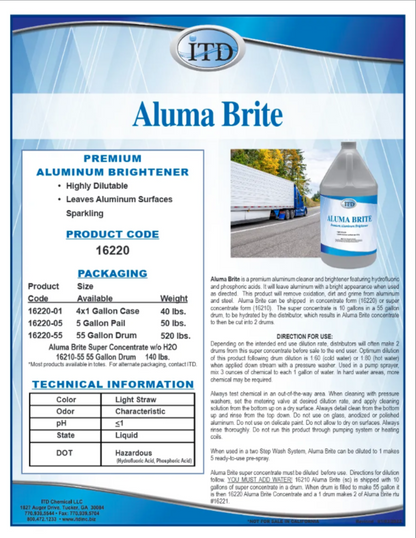Aluma Brite – Aluminum Cleaner & Brightener 16220 1G