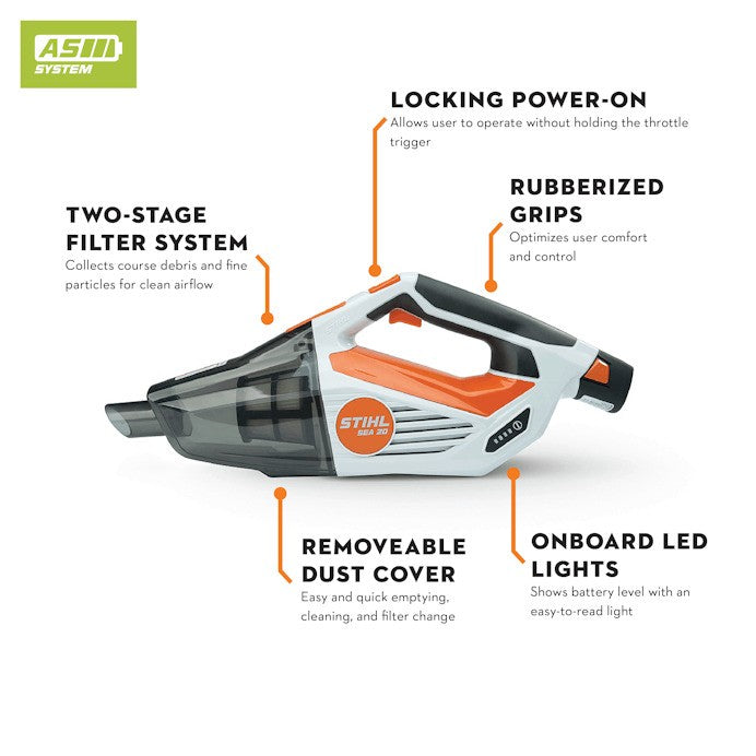 STIHL® – SEA 20 Handheld Vacuum | 10.8V Battery‑Powered | Battery and Charger Included