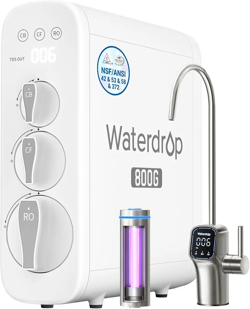 Waterdrop G3P800 Tankless Reverse Osmosis Water Filter System, 800 GPD